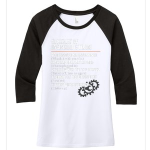 Glossary Of Engineering Terms Funny Engineer Definitions Women's Tri-Blend 3/4-Sleeve Raglan Shirt