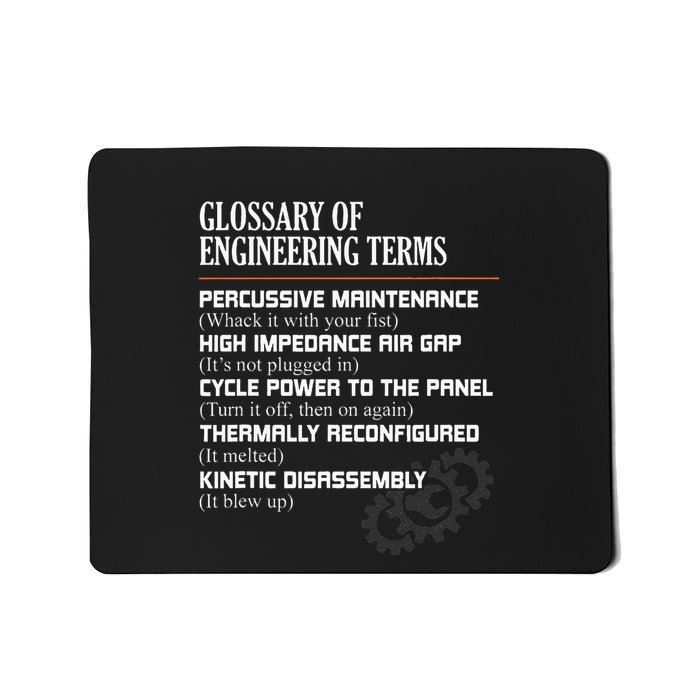 Glossary Of Engineering Terms Funny Engineer Definitions Mousepad