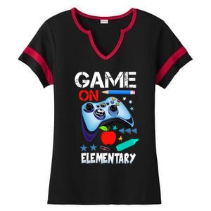 Game On Eletary First Day Gamer Back To School Great Gift Ladies Halftime Notch Neck Tee