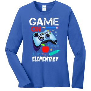 Game On Eletary First Day Gamer Back To School Great Gift Ladies Long Sleeve Shirt