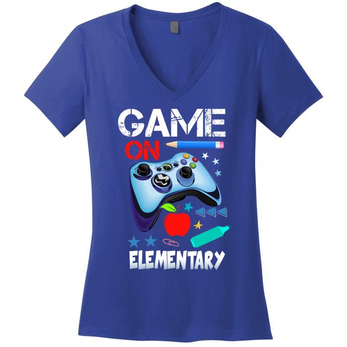 Game On Eletary First Day Gamer Back To School Great Gift Women's V-Neck T-Shirt