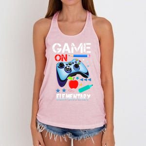 Game On Eletary First Day Gamer Back To School Great Gift Women's Knotted Racerback Tank