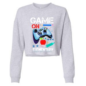 Game On Eletary First Day Gamer Back To School Great Gift Cropped Pullover Crew