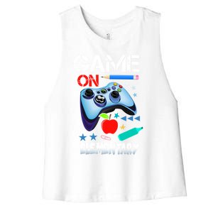 Game On Eletary First Day Gamer Back To School Great Gift Women's Racerback Cropped Tank