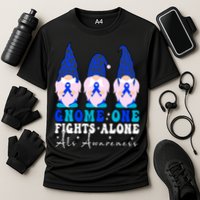 Gnome One Fights Alone Als Awareness Month Warrior Ribbon Gift Cooling Performance Crew T-Shirt