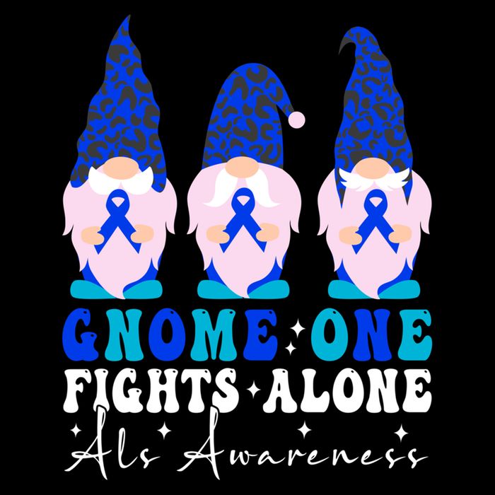 Gnome One Fights Alone Als Awareness Month Warrior Ribbon Gift Cooling Performance Crew T-Shirt