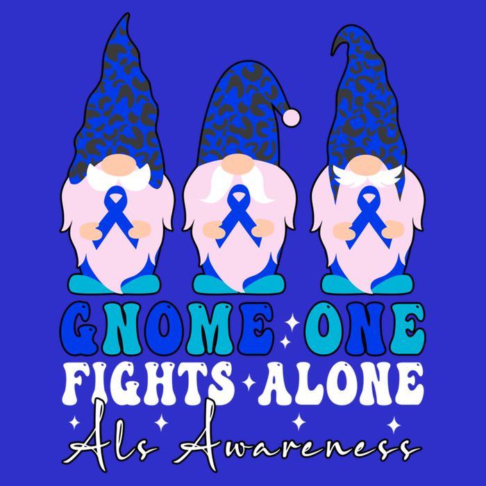 Gnome One Fights Alone Als Awareness Month Warrior Ribbon Gift Womens T-Shirt