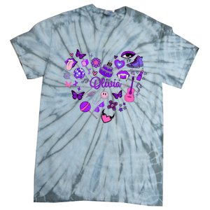 Girl Olivia First Name Personalized Groovy 80S Heart Tie-Dye T-Shirt