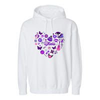 Girl Olivia First Name Personalized Groovy 80S Heart Garment-Dyed Fleece Hoodie