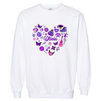 Girl Olivia First Name Personalized Groovy 80S Heart Garment-Dyed Sweatshirt