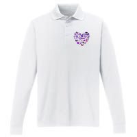 Girl Olivia First Name Personalized Groovy 80S Heart Performance Long Sleeve Polo