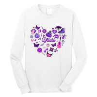 Girl Olivia First Name Personalized Groovy 80S Heart Long Sleeve Shirt