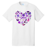 Girl Olivia First Name Personalized Groovy 80S Heart Tall T-Shirt