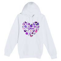 Girl Olivia First Name Personalized Groovy 80S Heart Premium Pullover Hoodie