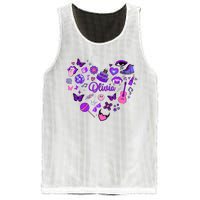 Girl Olivia First Name Personalized Groovy 80S Heart Mesh Reversible Basketball Jersey Tank