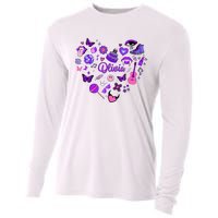 Girl Olivia First Name Personalized Groovy 80S Heart Cooling Performance Long Sleeve Crew