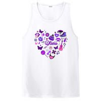 Girl Olivia First Name Personalized Groovy 80S Heart PosiCharge Competitor Tank