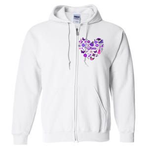 Girl Olivia First Name Personalized Groovy 80S Heart Full Zip Hoodie