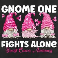 Gnome One Fights Alone Pink Breast Cancer Awareness 7 Panel Mesh Trucker Snapback Hat