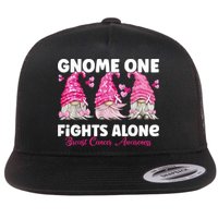 Gnome One Fights Alone Pink Breast Cancer Awareness Flat Bill Trucker Hat