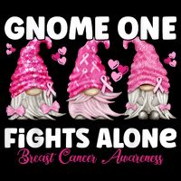 Gnome One Fights Alone Pink Breast Cancer Awareness Flat Bill Trucker Hat