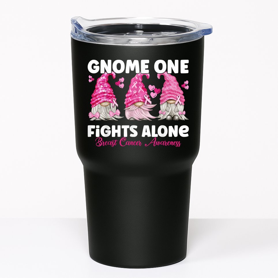 Gnome One Fights Alone Pink Breast Cancer Awareness Tumbler