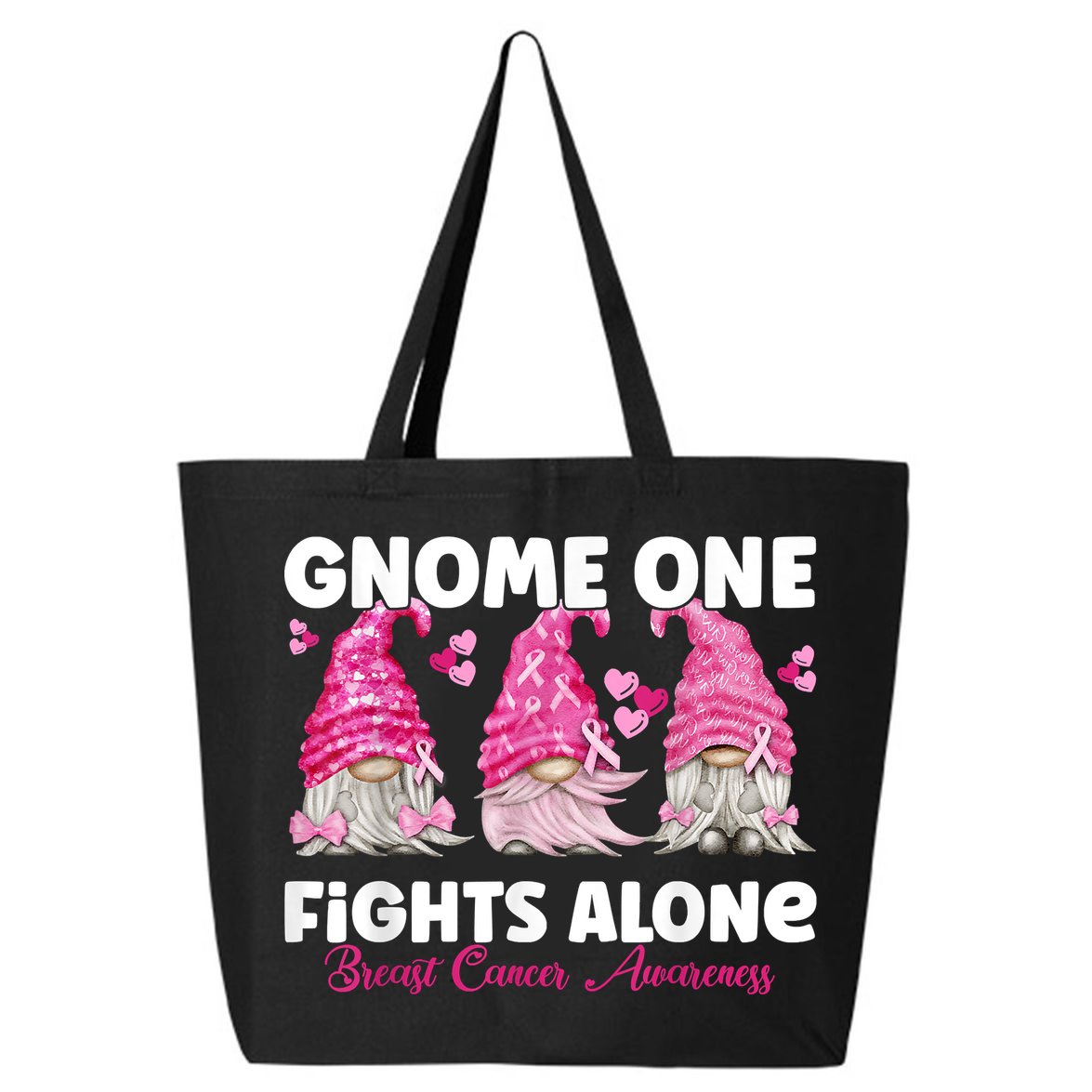 Gnome One Fights Alone Pink Breast Cancer Awareness 25L Jumbo Tote