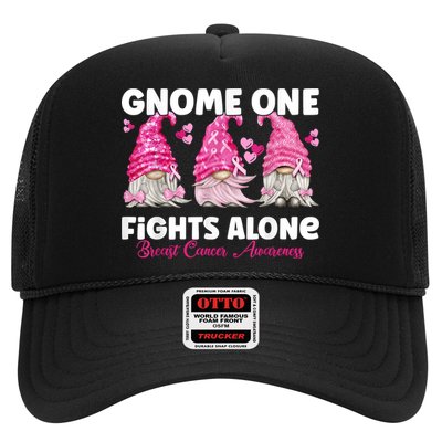 Gnome One Fights Alone Pink Breast Cancer Awareness Trucker Hat