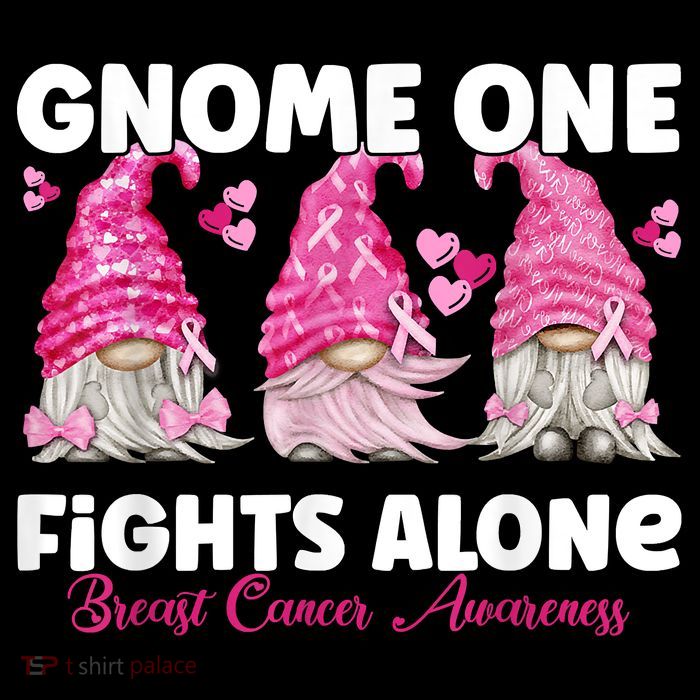 Gnome One Fights Alone Pink Breast Cancer Awareness Women's V-Neck T-Shirt