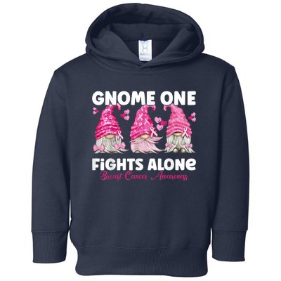 Gnome One Fights Alone Pink Breast Cancer Awareness Toddler Hoodie