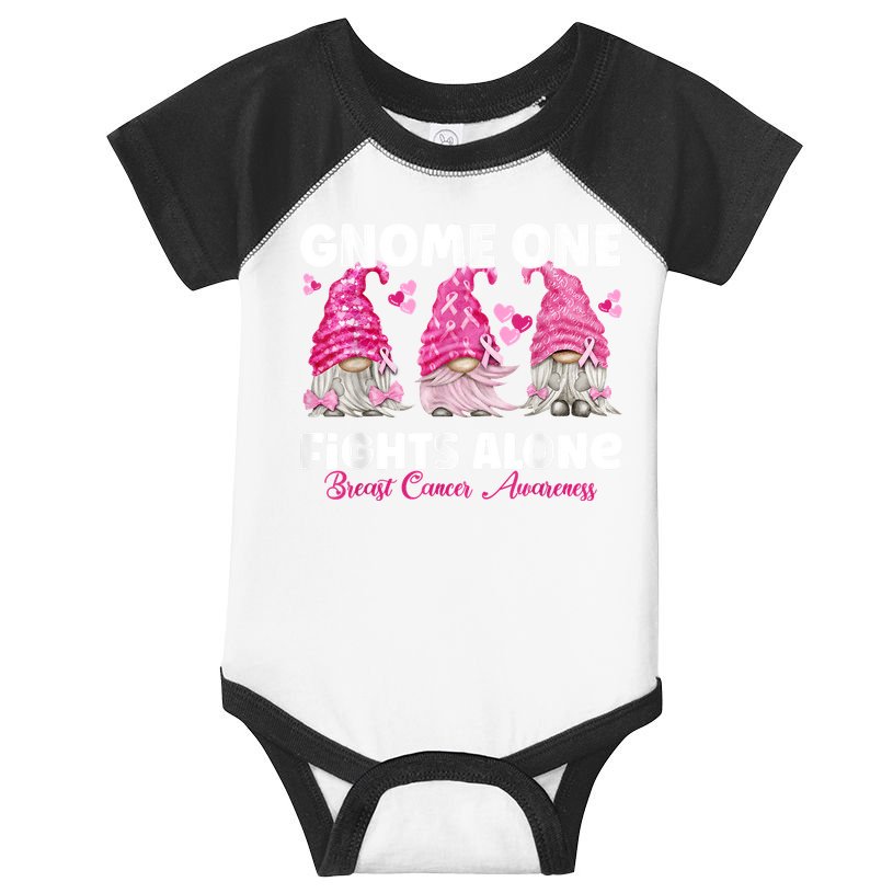 Gnome One Fights Alone Pink Breast Cancer Awareness Infant Baby Jersey Bodysuit