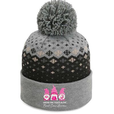 Gnomes One Fight Alone Pink Ribbon Breast Cancer The Baniff Cuffed Pom Beanie