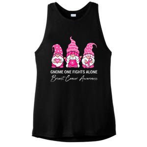 Gnomes One Fight Alone Pink Ribbon Breast Cancer Ladies PosiCharge Tri-Blend Wicking Tank