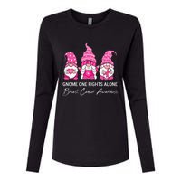 Gnomes One Fight Alone Pink Ribbon Breast Cancer Womens Cotton Relaxed Long Sleeve T-Shirt