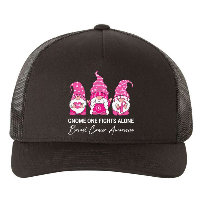 Gnomes One Fight Alone Pink Ribbon Breast Cancer Yupoong Adult 5-Panel Trucker Hat