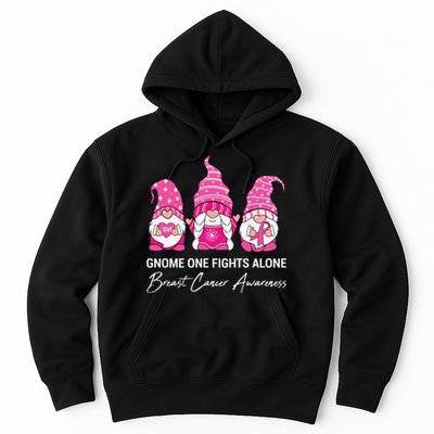 Gnomes One Fight Alone Pink Ribbon Breast Cancer Hoodie