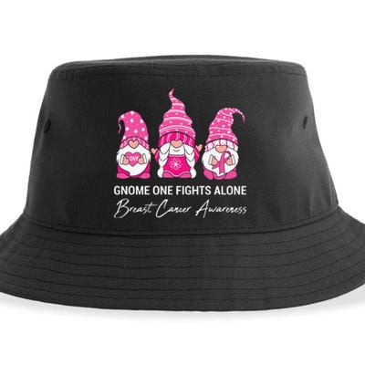 Gnomes One Fight Alone Pink Ribbon Breast Cancer Sustainable Bucket Hat