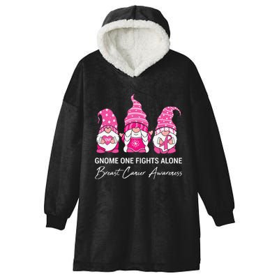 Gnomes One Fight Alone Pink Ribbon Breast Cancer Hooded Wearable Blanket