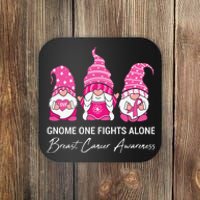 Gnomes One Fight Alone Pink Ribbon Breast Cancer Coaster