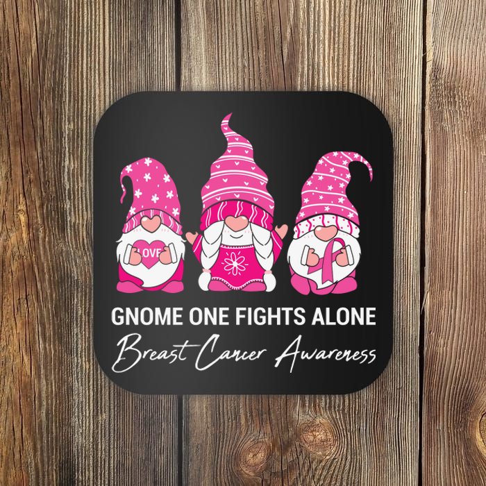 Gnomes One Fight Alone Pink Ribbon Breast Cancer Coaster