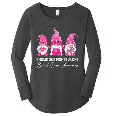 Gnomes One Fight Alone Pink Ribbon Breast Cancer Women's Perfect Tri Tunic Long Sleeve Shirt