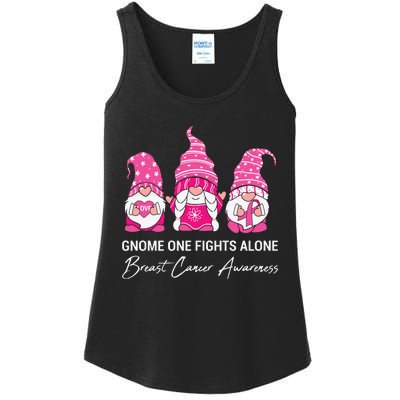 Gnomes One Fight Alone Pink Ribbon Breast Cancer Ladies Essential Tank