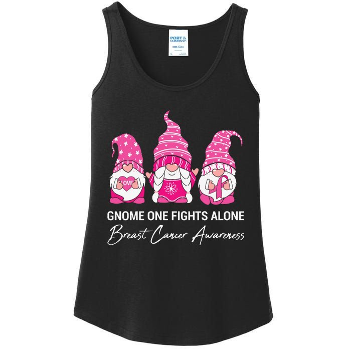 Gnomes One Fight Alone Pink Ribbon Breast Cancer Ladies Essential Tank