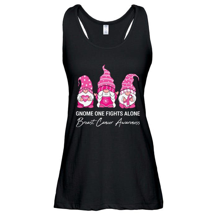 Gnomes One Fight Alone Pink Ribbon Breast Cancer Ladies Essential Flowy Tank