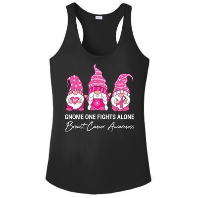 Gnomes One Fight Alone Pink Ribbon Breast Cancer Ladies PosiCharge Competitor Racerback Tank