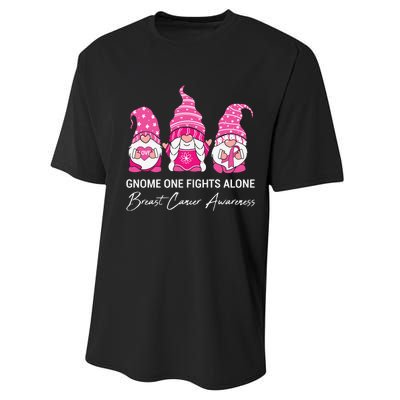 Gnomes One Fight Alone Pink Ribbon Breast Cancer Performance Sprint T-Shirt