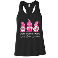 Gnomes One Fight Alone Pink Ribbon Breast Cancer Women's Racerback Tank