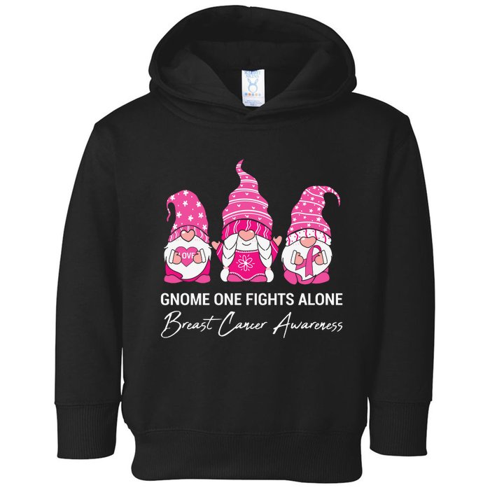 Gnomes One Fight Alone Pink Ribbon Breast Cancer Toddler Hoodie