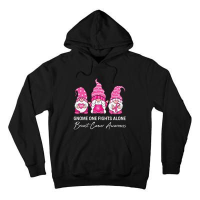 Gnomes One Fight Alone Pink Ribbon Breast Cancer Tall Hoodie