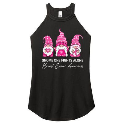 Gnomes One Fight Alone Pink Ribbon Breast Cancer Women's Perfect Tri Rocker Tank